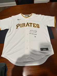 Konnor Griffin Pirates Signed White Nike Replica Jersey w/2024 9th Pick Insc
