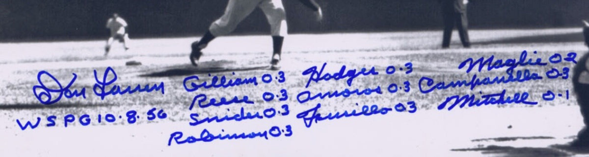 Don Larsen Yankees Signed 16x20 Perfect Game Photo & Box Score Stats Inscribed