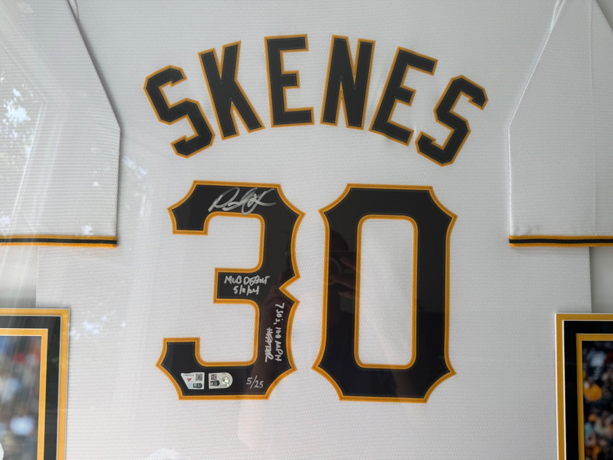 Paul Skenes Signed & Multi-Inscribed Authentic Framed Pirates Jersey Fanatics/25
