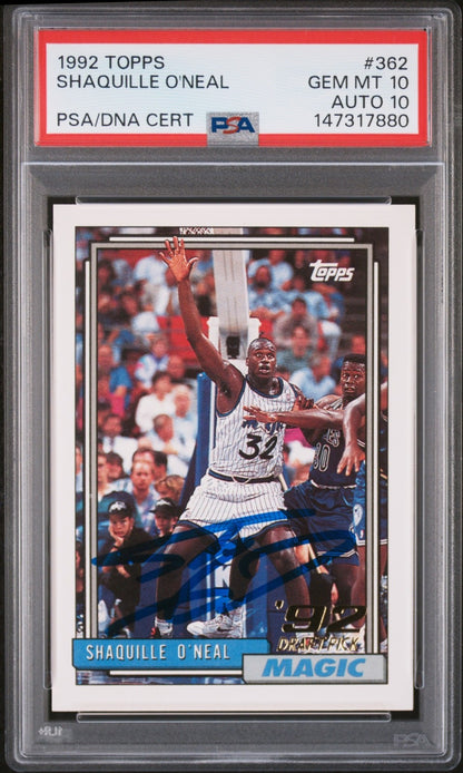 1992 Topps Sahquille O'Neal Signed Rookie PSA 10 / Auto 10 GEM MINT