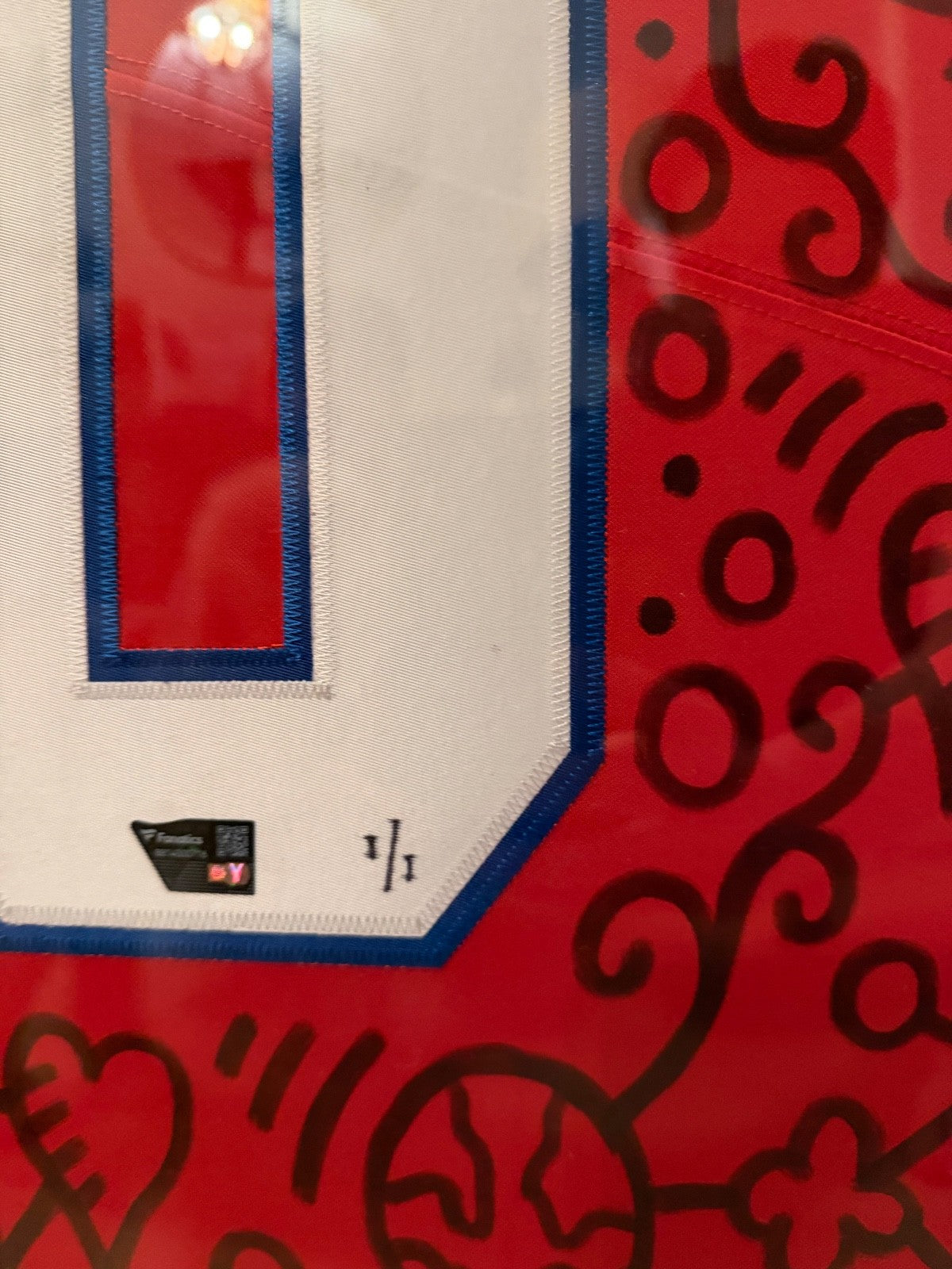 Drake Maye Signed 1/1 Art Jersey Alex Alpert Fanatics Authenticated Framed Patri