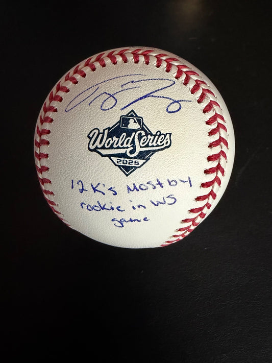 Trey Yesavage Signed 2025 World Series Ball /25 – 12 K’s Rookie WS Record