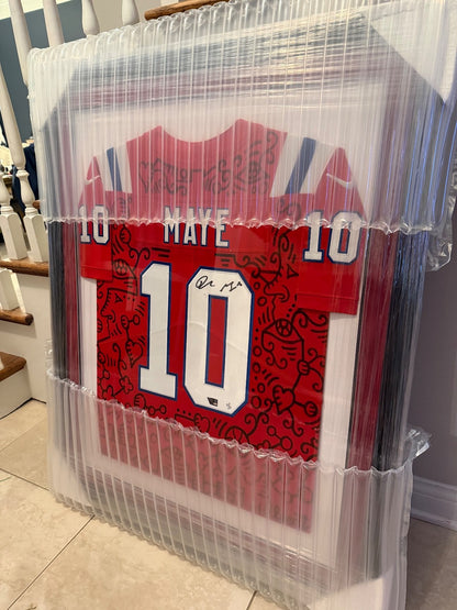 Drake Maye Signed 1/1 Art Jersey Alex Alpert Fanatics Authenticated Framed Patri