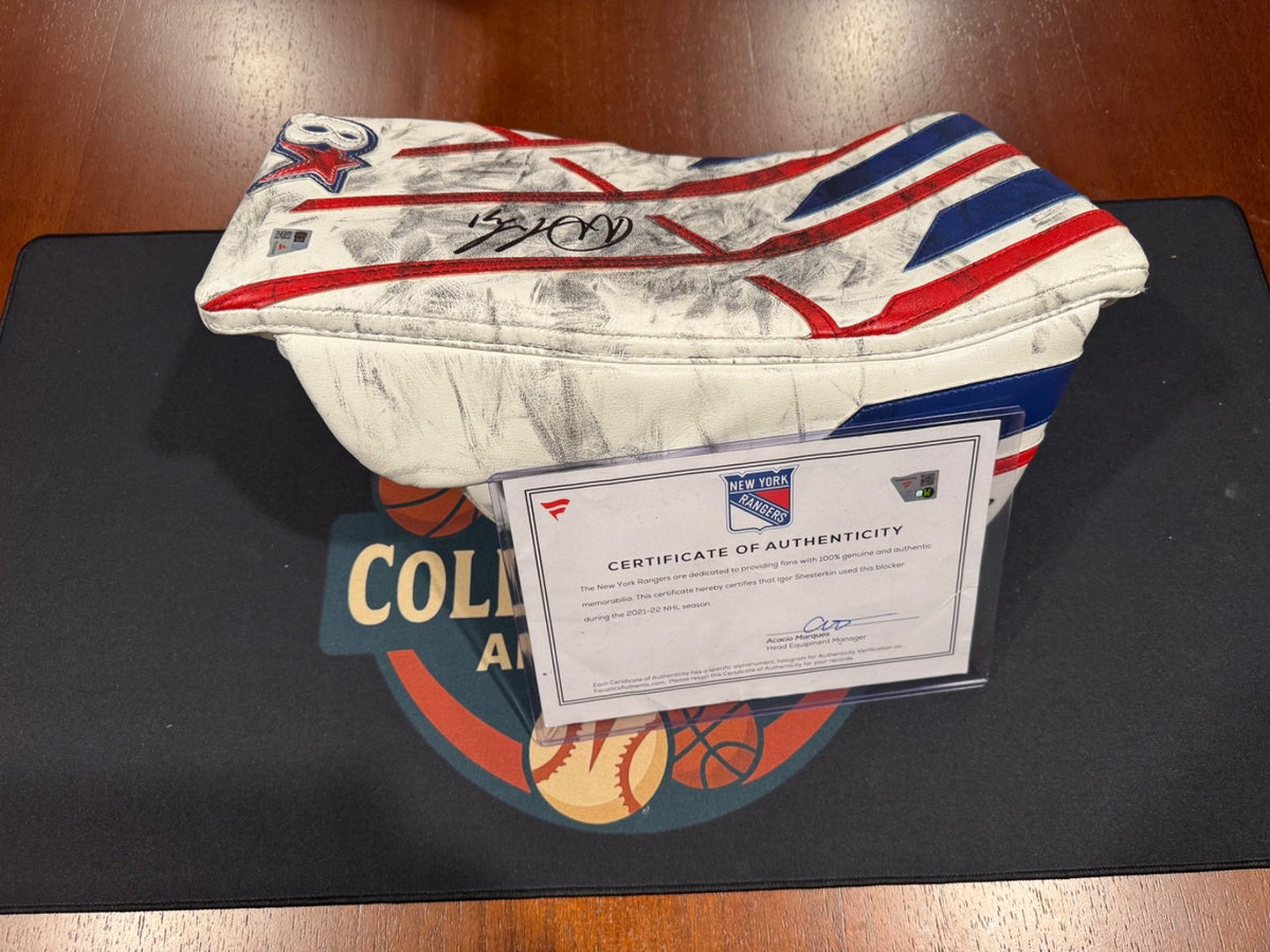 Igor Shesterkin Signed Game-Used Blocker Vezina Season Fanatics Auth LE