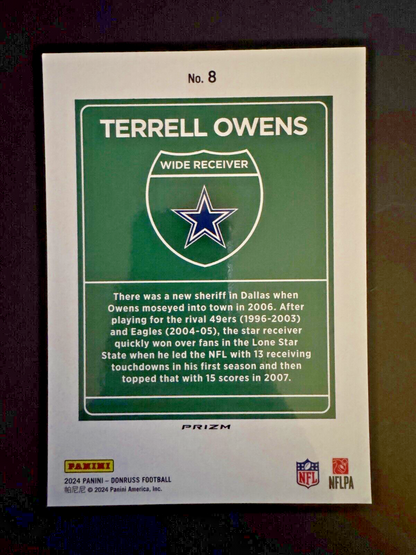 2024 Donruss TERRELL OWENS #8 Downtown Jumbo Oversized Cowboys SP