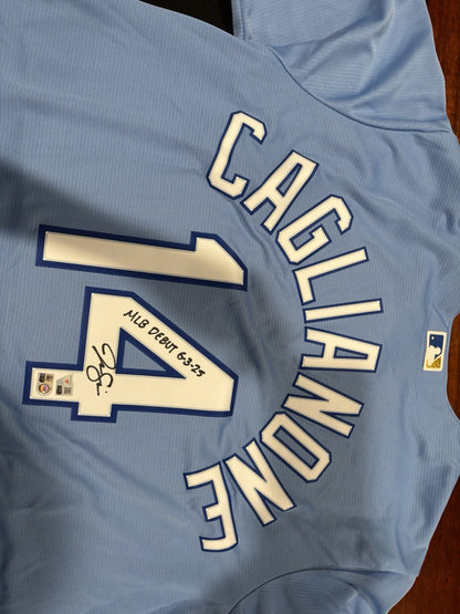Jac Caglianone Kansas City Royals Signed Baseball Jersey Inscribed MLB Debut