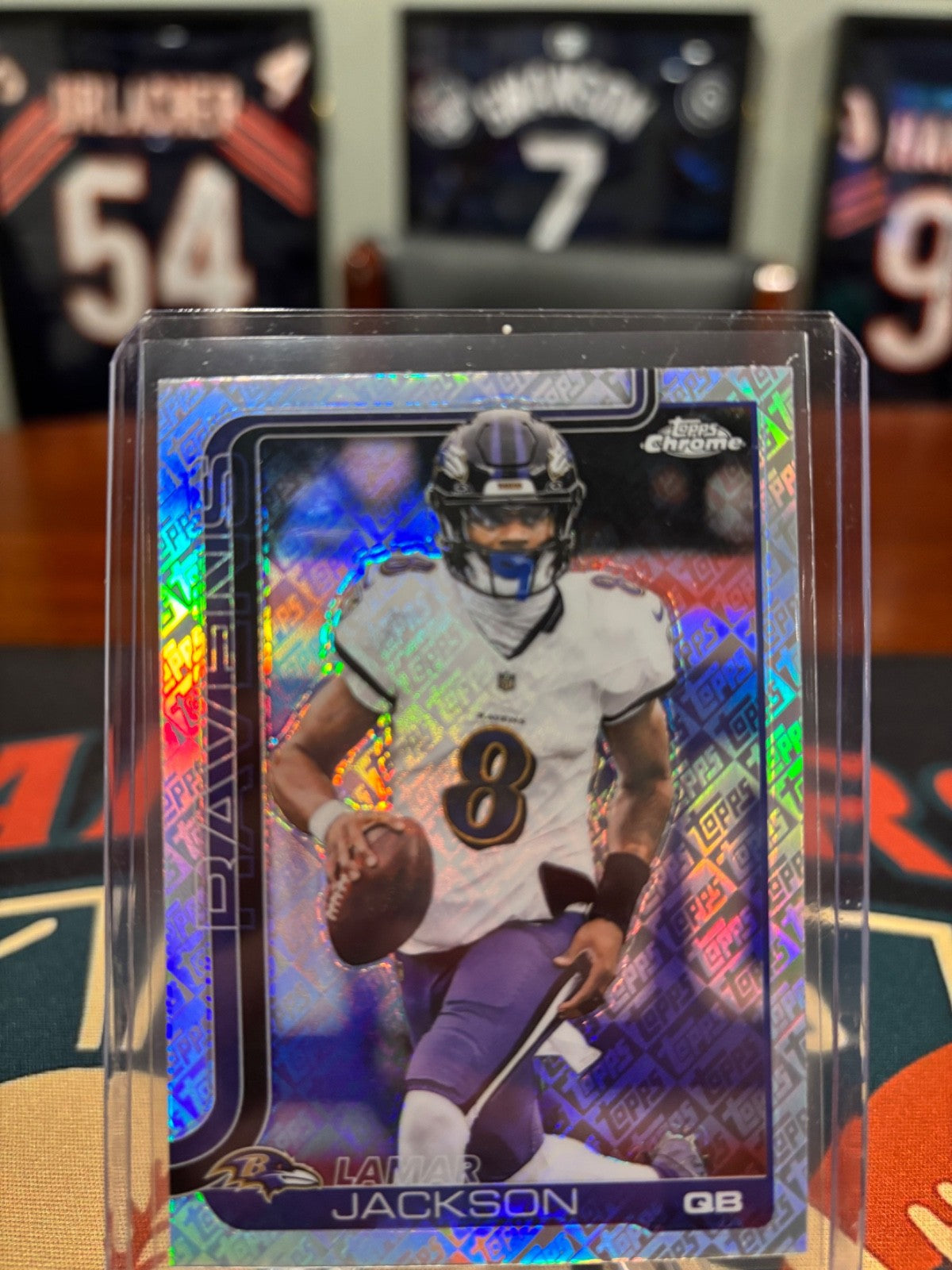 2025 Topps Chrome Lamar Jackson Fanatics Exclusive Topps Logo