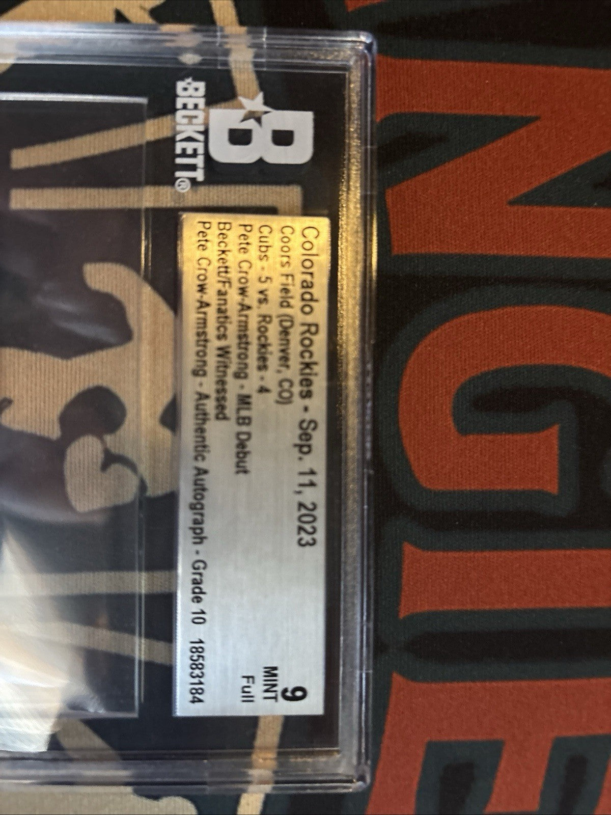 Pete Crow Armstrong Autographed MLB Debut Ticket Chicago Cubs 9/11/23 Beckett 9