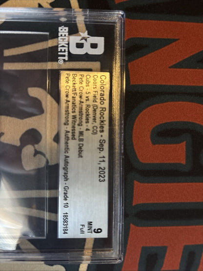 Pete Crow Armstrong Autographed MLB Debut Ticket Chicago Cubs 9/11/23 Beckett 9