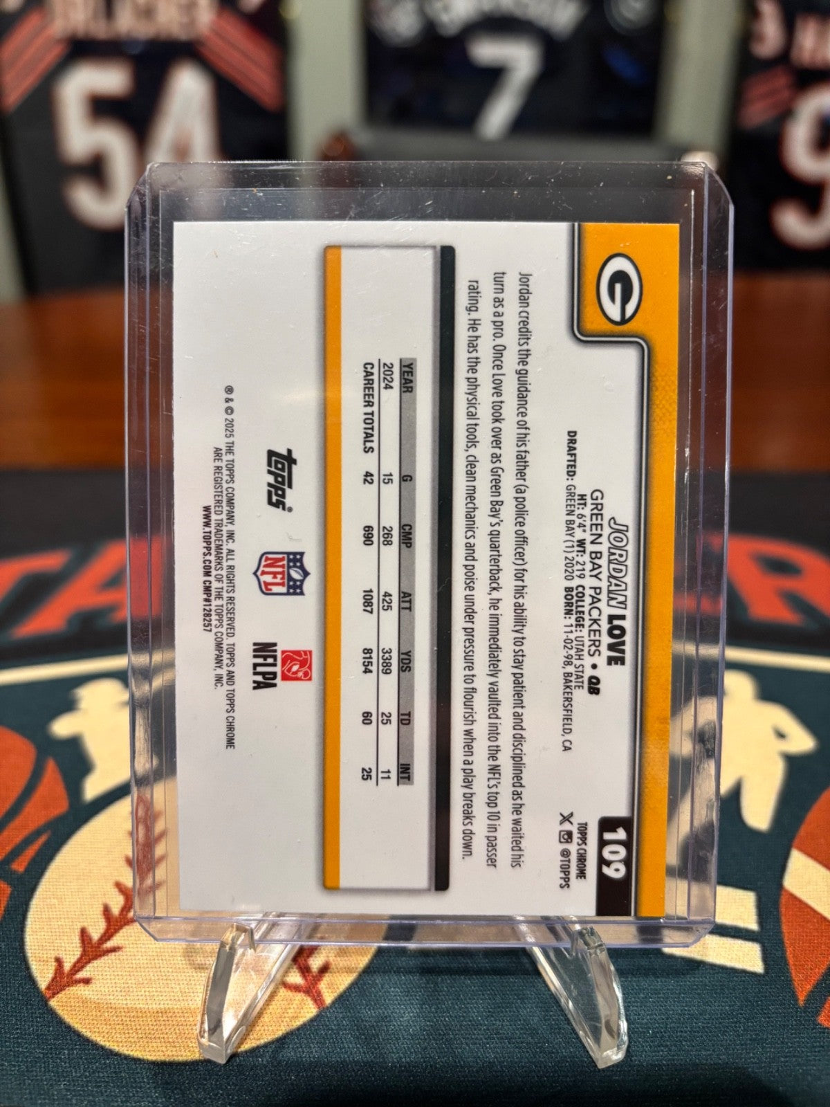2025 Topps Chrome Jordan Love Fanatics Exclusive Topps Logo