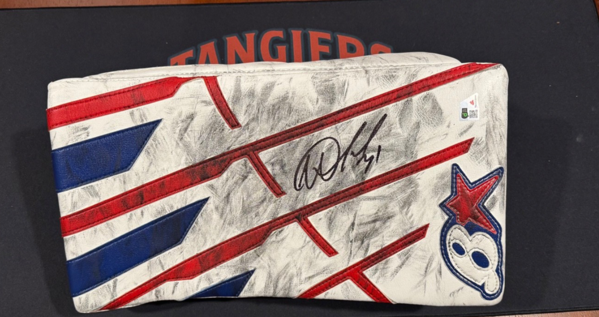 Igor Shesterkin Signed Game-Used Blocker Vezina Season Fanatics Auth LE