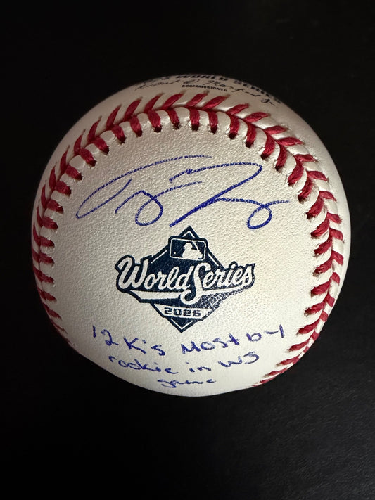 Trey Yesavage Signed 2025 World Series Ball /25 – 12 K’s Rookie WS Record