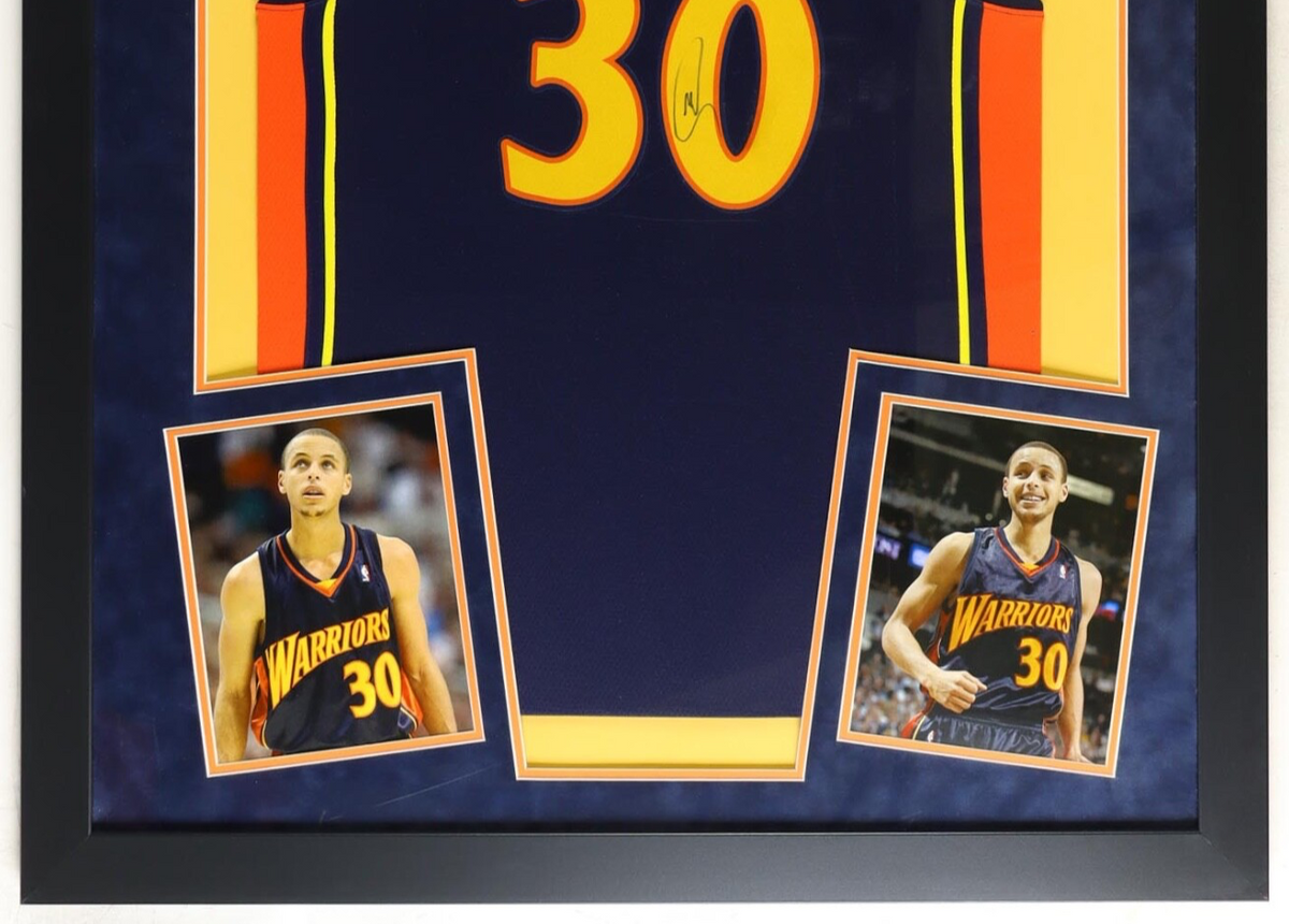 Stephen Curry Signed & Framed Warriors LED Backlit Jersey Display (PSA)