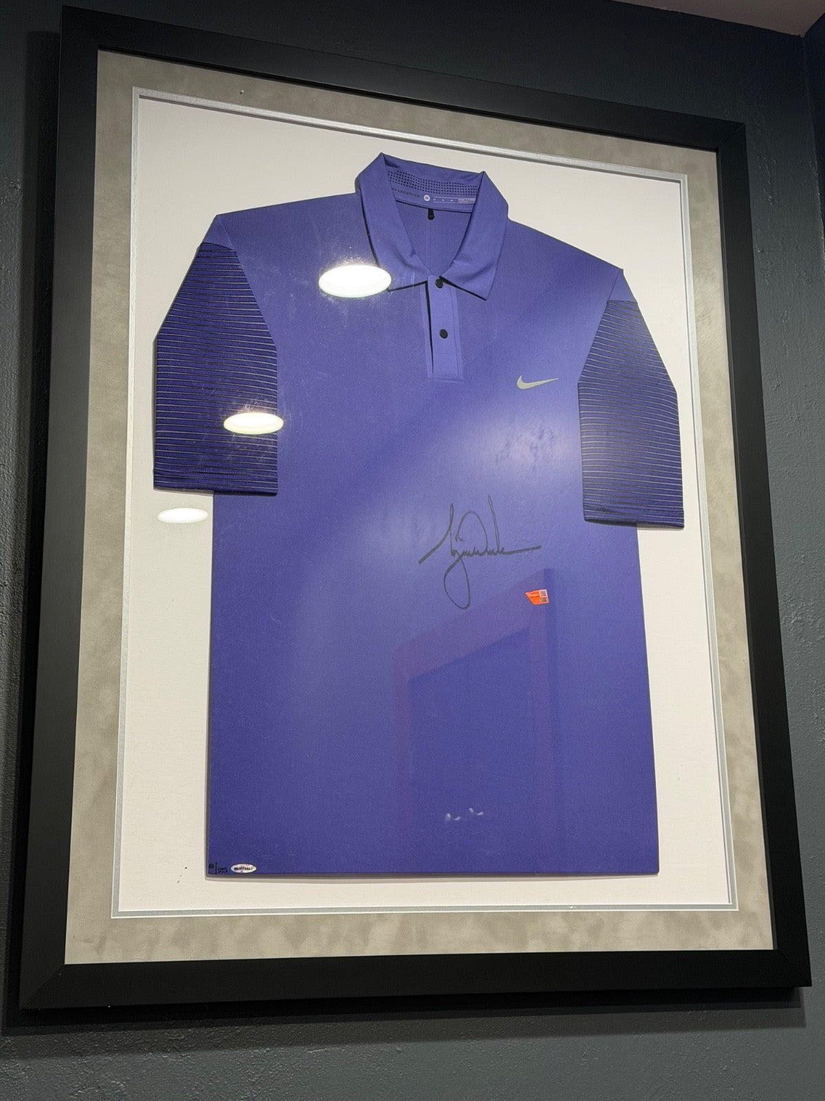 Tiger Woods Autographed Nike Polo Shirt Upper Deck UDA LE 08/25 Framed Fanatics