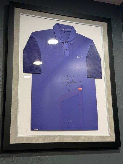 Tiger Woods Autographed Nike Polo Shirt Upper Deck UDA LE 08/25 Framed Fanatics