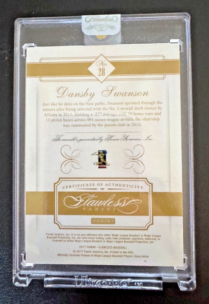 2017 Panini Flawless Dansby Swanson Rookie Emerald 1/5 RD Atlanta Panini Encased