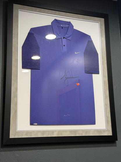 Tiger Woods Autographed Nike Polo Shirt Upper Deck UDA LE 08/25 Framed Fanatics