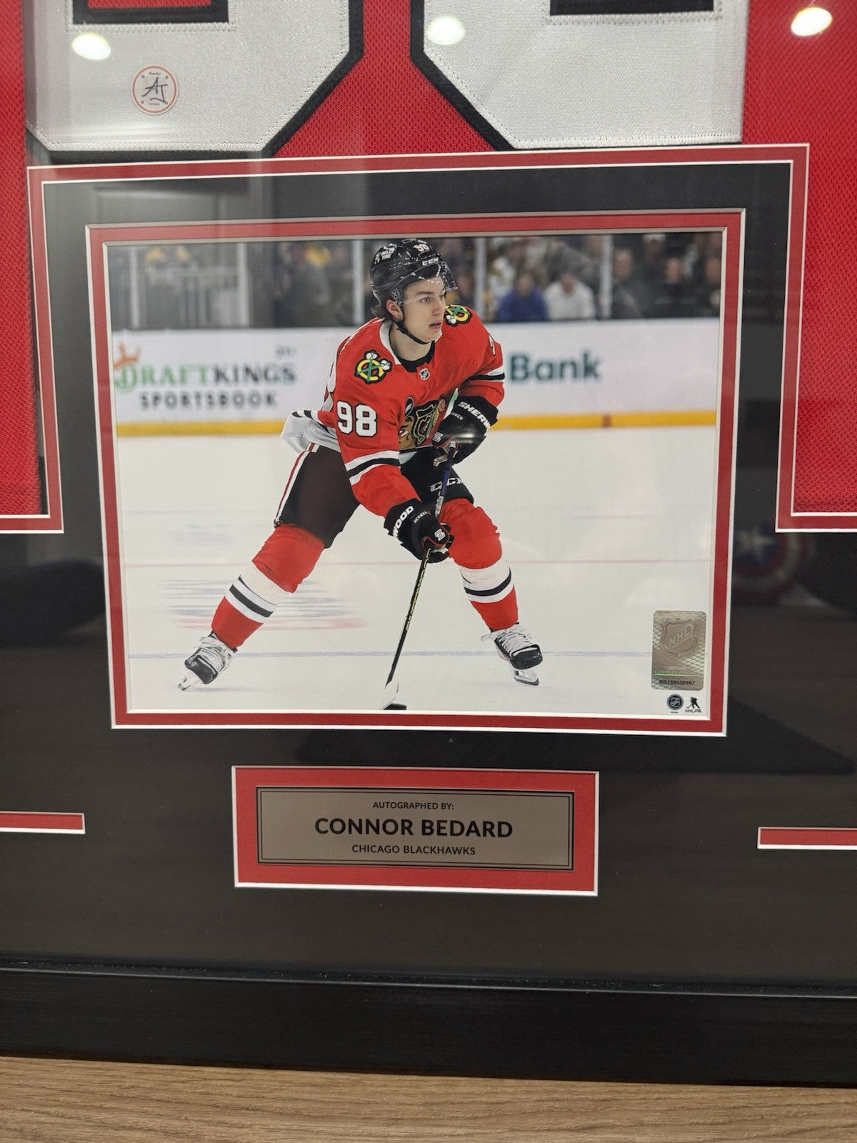 Signed Connor Bedard Chicago Blackhawks Adidas Jersey Framed - AJ sports COA